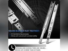 AOLISHENG 1 Pair Full Extension Drawer Slides Rail 22 InchLoad Capacity Side Mount Ball Bearing Metal Dresser Runner File Cabinet Trash Can Slider Kitchen Glide Silver 17