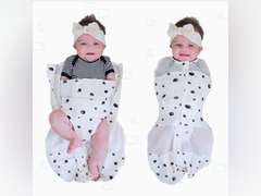 Happiest Baby Sleepea 5-Second Swaddle - 100% Organic Cotton Baby Swaddle Blanket - Doctor Designed Promotes Healthy Hip Development (Ivory Planets, Small) 30