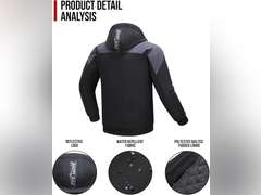 BORLENI Motorcycle Jacket with CE Armor Winter Motorcycle Jacket for Motorbike Riding with Removable Liner Detachable Hood Water-Repellent Windproof, XL 75