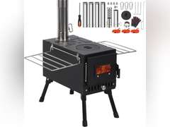 REDCAMP Hot Tent Stove, Camping Wood Stove Alloy Steel Wall Tent Stove, Portable Wood Burning Stove with Stainless Steel Sectional Chimney Pipes and 3 Pcs Tent Ropes for Camping, Cooking, Ice Fishing 112