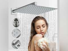 Shower Faucet Set Brushed Nickel Shower System with 12 Inches Rain Shower Head and Handheld Sprayer Wall Mounted Shower Fixture Set with Brass Shower Valve 130