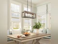 Wood Chandelier, 3 Light Farmhouse Chandelier Light Fixtures, Rectangle Island Lighting for Kitchen Dining Room 206