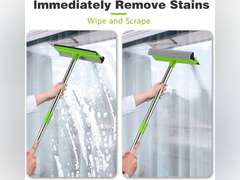 2-in-1 Window Squeegee with 30"-59" Stainless Steel Adjustable Handle - Glass Cleaner for Shower Doors, Car Windshield & High Outdoor Windows 14
