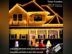 (UNKNOWN LENGTH) Warm White Christmas Lights Outdoor, 66ft 640 LED Icicle Lights for Outside House with Connectable Clear Wire 8 Modes Timer, Plug in Waterproof for Home Holiday Eaves Yard Party Room Indoor Decoration 30