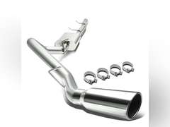 DNA Motoring CBE-CS09-4853L-4DR For 2007 to 2013 Chevy Silverado GMC Sierra 1500 Crew/Extended Cab Short Bed 4" Round Muffler Tip Catback Exhaust System 08 09 10 11 12 199