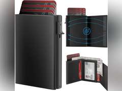 Mens Wallet Card Holder - Smart Wallet for Men, Pop Up Card Case, Top Grain Leather, RFID Blocking, Slim, Minimalist, Ultra Thin, Front Pocket, 9-14 Card Capacity | ID Window | Cash Slot (Black) 40