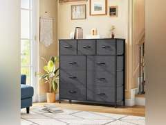 (Similar)9 Drawers Dresser for Bedroom, Fabric Storage Tower for Living Room, Entryway - Sturdy Steel Frame, Wooden Top & Easy Pull Fabric Bins 55