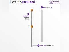 WamBam Fence BL19042 WamBam Finishing Post Semi-Permanent Vinyl Fence, 4" Width by 4" Diameter by 48 Height, Yellow & Steel 166