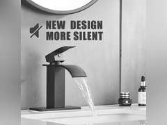 Bathroom Faucet Matte Black Modern Waterfall Bathroom Sink Faucet with Single Handle Suitable for 1 or 3 Holes,Supply Deck Plate and Hose 23