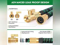 100 ft Expandable Garden Hose - Kink Free Flexible Water Hose 100ft with 10 Pattern Spray Nozzle, 3/4 Solid Brass Connectors, Retractable Lightweight Expanding Hose 44