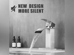 Bathroom Faucet Brushed Nickel Modern Waterfall Bathroom Sink Faucet with Single Handle Suitable for 1 or 3 Holes,Supply Deck Plate and Hose 24