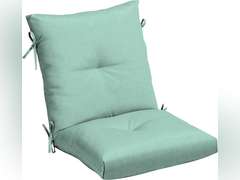 Arden Selections Outdoor Plush Modern Tufted Blowfill Dining Chair Cushion, 21 x 40, Water Repellent, Fade Resistant, Tufted Cushion for Dining and Bistro Chairs 21 x 40, Aqua Leala 86
