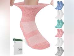 Bulinlulu Bamboo Viscose Diabetic Socks for Women&Men,6 Pairs Non Binding Diabetic Ankle Socks,Wide Socks Size 6-9 9-11 18