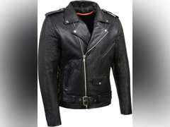 Milwaukee Leather SH1011 Men's Classic Brando Premium Leather Black Motorcycle Riders Leather Jacket w/Side Laces M 130