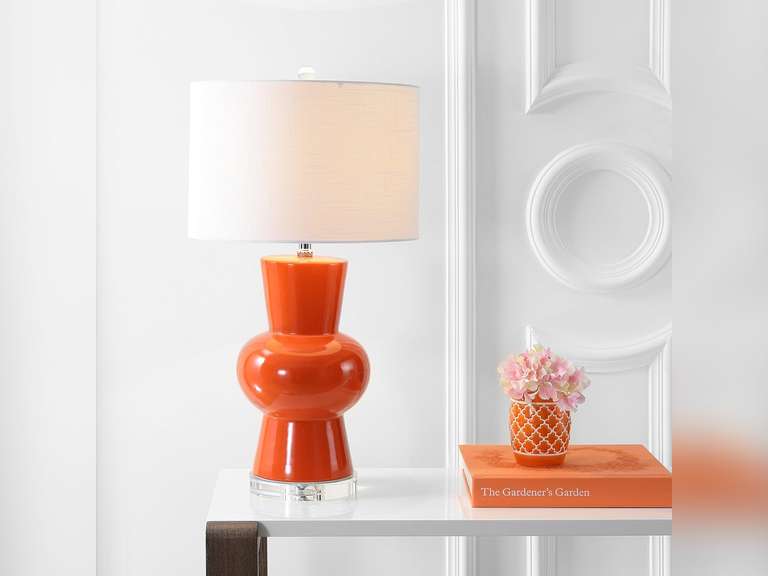 JONATHAN Y JYL4027C Julia 28.5" Ceramic Table Lamp, Coral 90