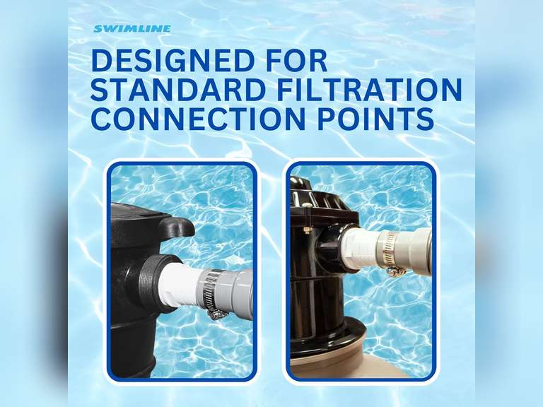 SWIMLINE HYDROTOOLS Pool Pump Filter Connection Hose W/Cuff | 1.5 Inch X 3 Foot | Heavy-Duty Flexible, Durable & Leakproof | Chemical & UV Resistant | for Above Ground Pools Skimmer Filters & Pumps 19