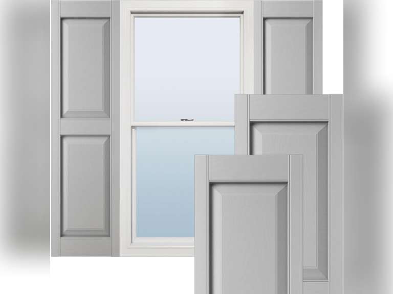 Ekena Millwork Lifetime Vinyl LP2S14X03900PG Standard Two Equal Panel Vinyls, Raised Panel Vinyl Shutters, w/Installation Shutter-Lok's & Matching Screws (Per Pair), 14 3/4"W x 39"H, Paintable 86