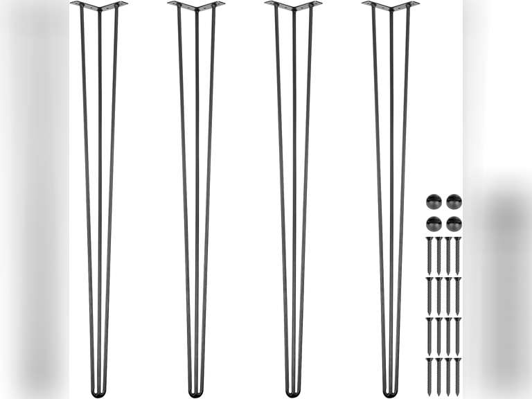 VEVOR Hairpin Table Legs 36" Black Set of 4 Desk Legs 880lbs Load Capacity (Each 220lbs) Hairpin Desk Legs 3 Rods for Bench Desk Dining End Table Chairs Carbon Steel DIY Heavy Duty Furniture Legs 79