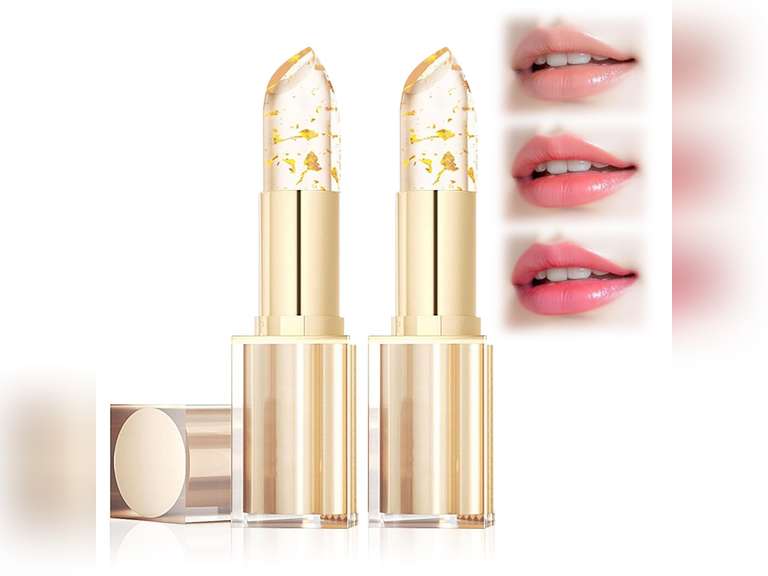 Transferproof Color Changing Lipstick,Gold Crystal Colors Changing Lipsticks,Gold Foil Crystal Ph Lipsticks Colors Changings Moisturizing Glossy Shine Lip Gloss for Women 14