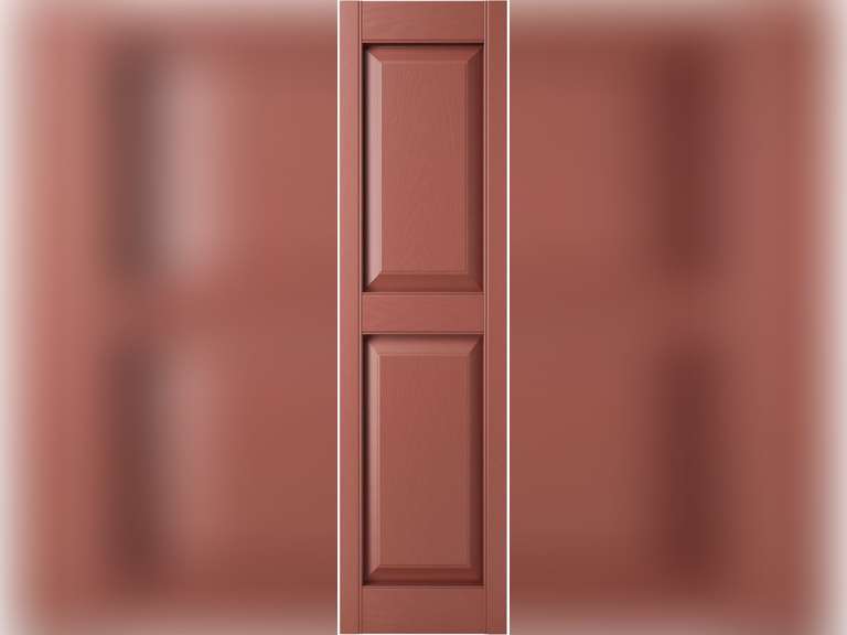 14 3/4"W x 55"H Lifetime Vinyl, Standard Two Equal Panels, Raised Panel Shutters, w/Installation Shutter-Lok's & Matching Screws (Per Pair), Burgundy Red 90