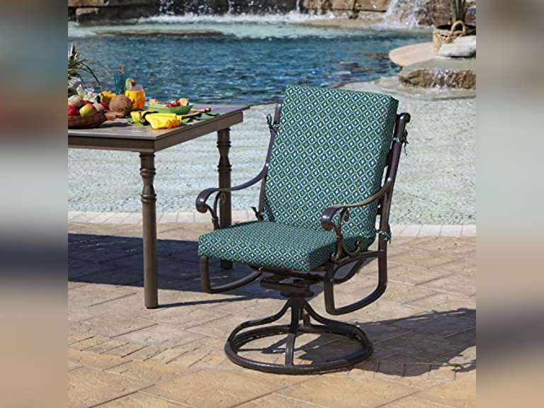 Arden Outdoor Dining Chair Cushion, 20 in x 20 in, Weather-Proof, Rain-Proof, Fade Resistant Patio Cushion for Patio, Dining, or Rocking Chairs 20 x 20, Alana Tile (2 items) 58