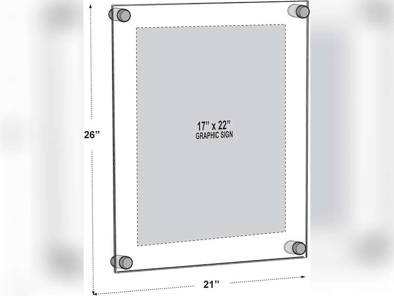 Azar Displays 105528 17-Inch W by 22-Inch H Acrylic Sign Holder with Caps and Standoffs 102