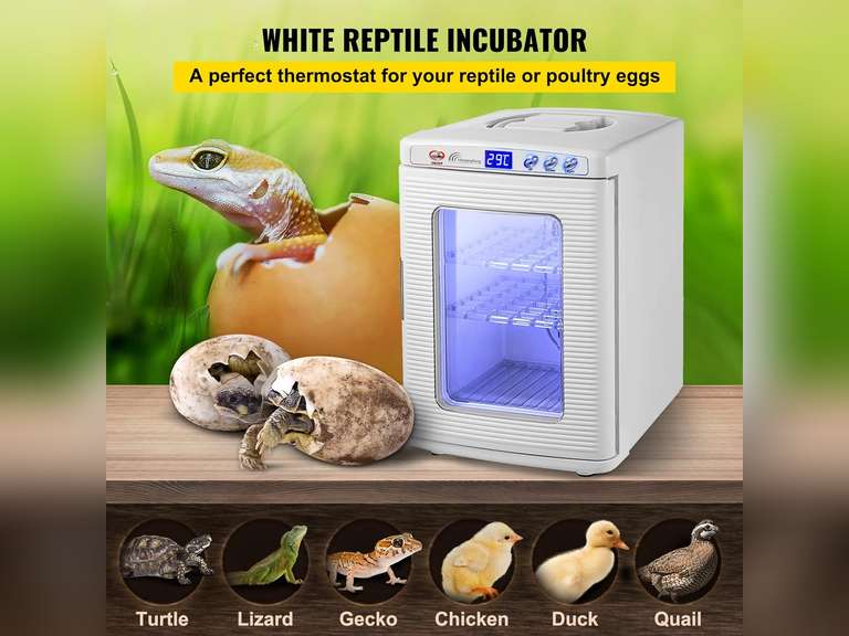 Happybuy Reptile Incubator 25L Scientific Lab Incubator Cooling and Heating 5-60 C 12V/110V Work for Small Reptiles (White) 232