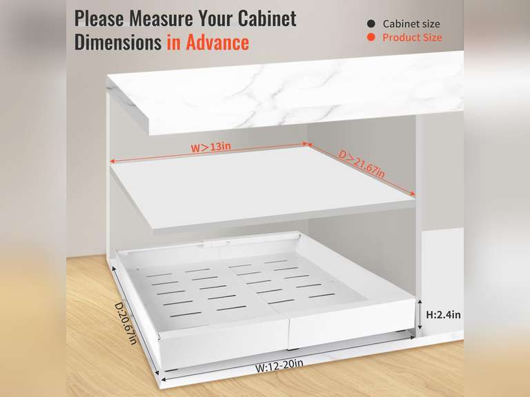 (SIMILAR)21" Deep Expandable Pull Out Cabinet Organizer,(12"-20")Slide Out Drawers For Kitchen Cabinets,Adhesive With Nano Film, Peel and stick Pull Out Drawers For Cabinets In Kitchen, Pantry (white,1PACK) 36
