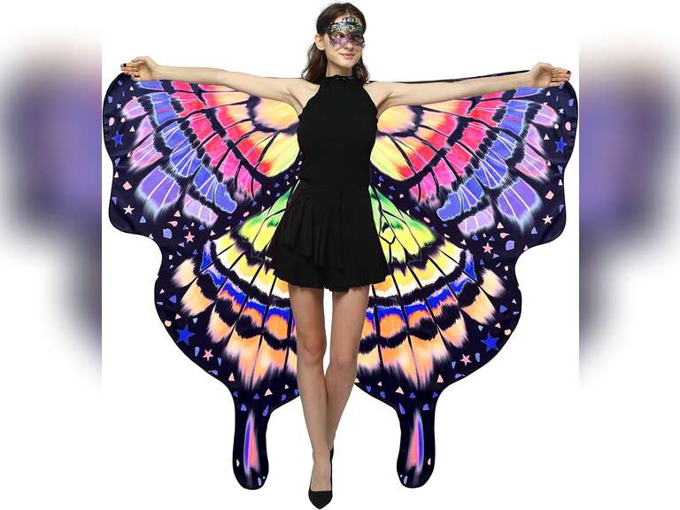 Butterfly Wings Costume, Double-Sided Printing Adult Halloween Butterfly Cape Costume Women Party 27