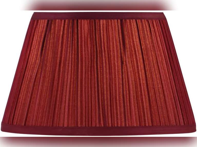 Aspen Creative 59204, Mushroom Pleated Rich Red Shade, 7-7/8" Top x 11-3/4" Bottom x 7-1/2" Slant/Slip UNO 33mm 40