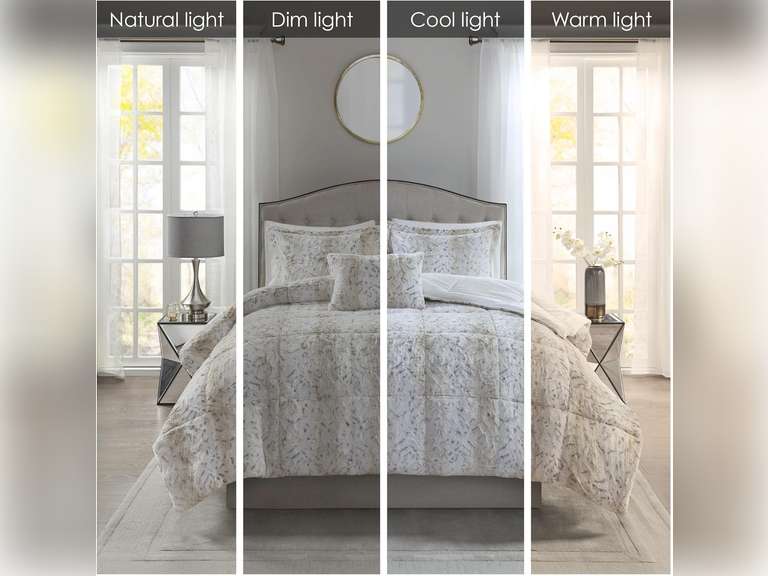 Madison Park Zuri Soft Plush Comforter Set, Faux Fur Animal Stripes Design, Faux Mink On The Reverse, Modern All Season Bedding Set with Matching Sham, Full/Queen, Snow Leopard 4 Piece 89