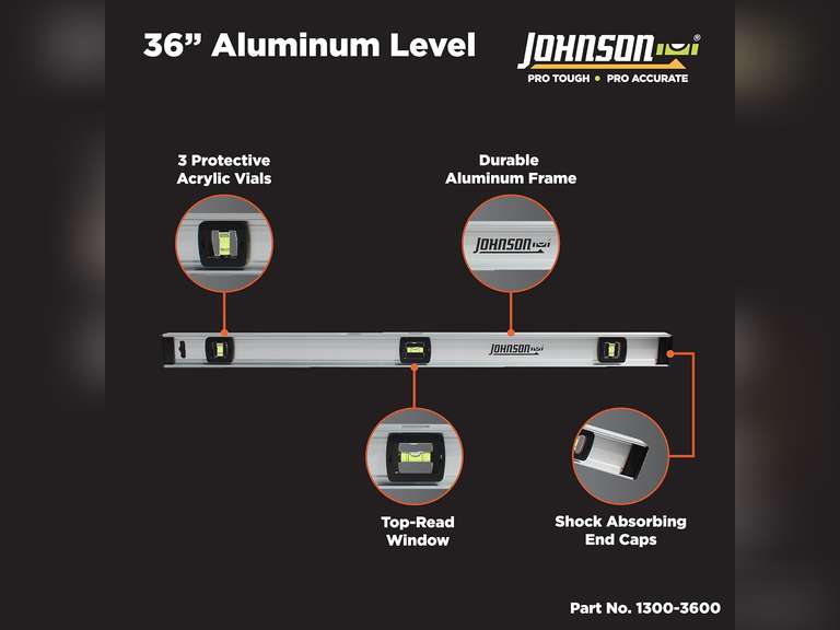 Johnson Level & Tool 36" Aluminum Level w/Rule 27