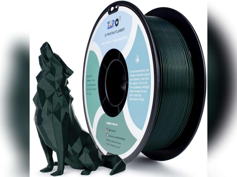 ZIRO Glitter PLA Filament 1.75mm, 3D Printer Filament Subtle Sparkle PLA, Mystical Series 2.2lbs Spool, Fit Most FDM 3D Printers, Midnight Green 23