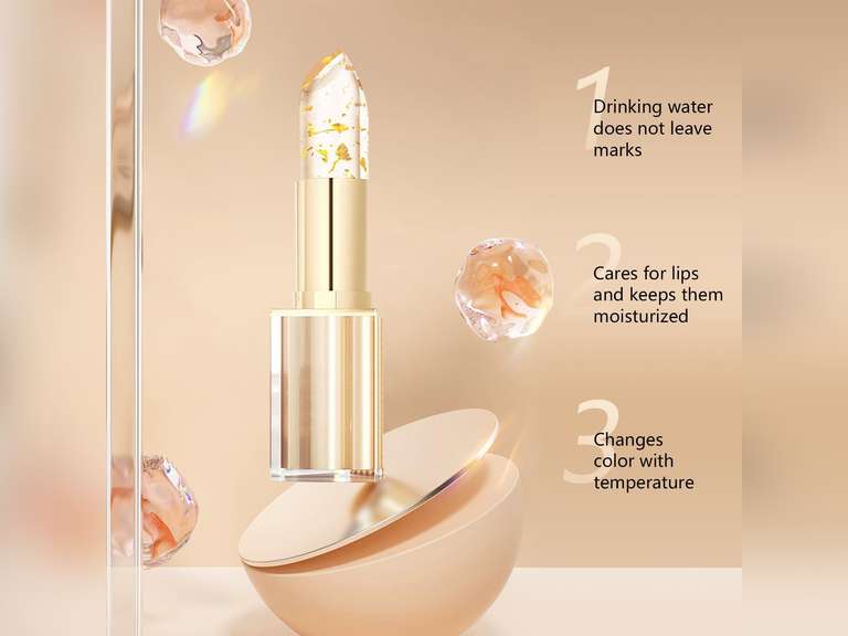 2Pcs Transferproof Color Changing Lipstick,Gold Crystal Color Changing Lipstick,Long Lasting 24 Hours Moisturizing Glossy Shine Lip Gloss for Women 13