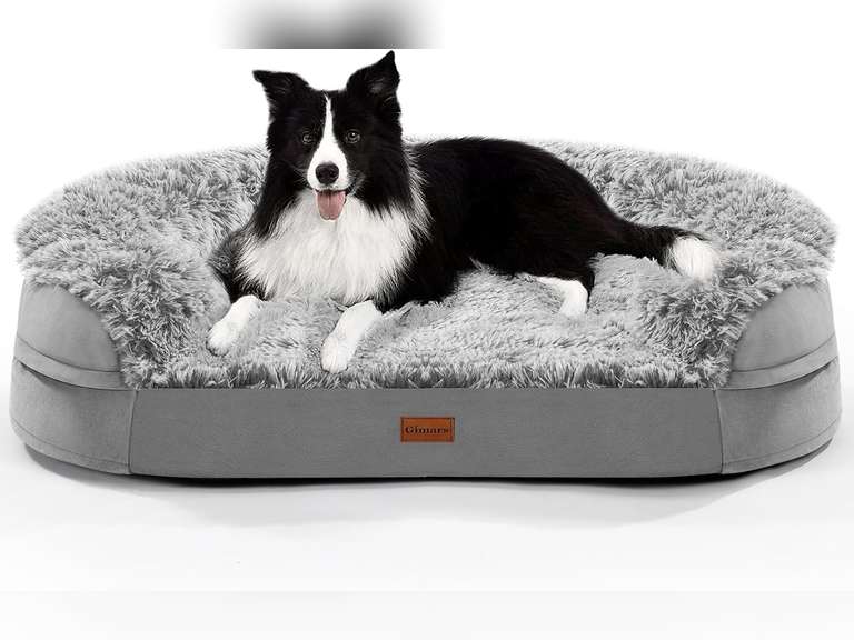 Gimars 3.7in Ultra Thick Orthopedic Dog Beds for Large Dogs,Soft Egg Foam Dog Sofa Bed, 28D Crate Foam Washable Cover, Waterproof Lining Supportive Half-Round for Aging Dogs 41.3x32.6x7.7in 55