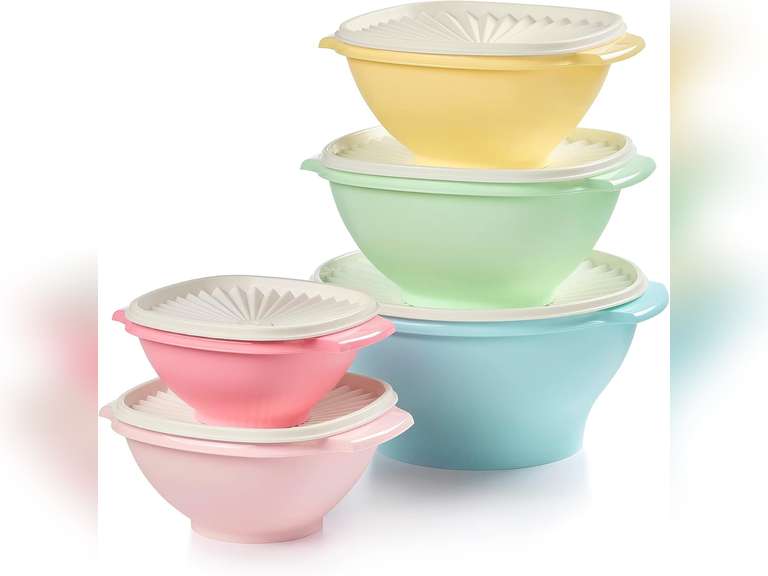 (No lids) Tupperware Heritage Collection, 5 Piece Food Storage Container Set in Vintage Colors, Dishwasher Safe and BPA Free (5 Bowls) 60