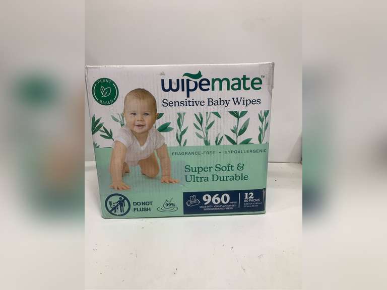 Wipemate EWG-Verified Premium Baby Wipes, 99% Water-Based, Plastic-Free, Ultra-Soft Plant-Based Wipe, Chlorine/Alcohol-Free, pH-Balanced, Hypoallergenic Cruelty-Free with Durable Flip-Top Lid 960-Ct 63