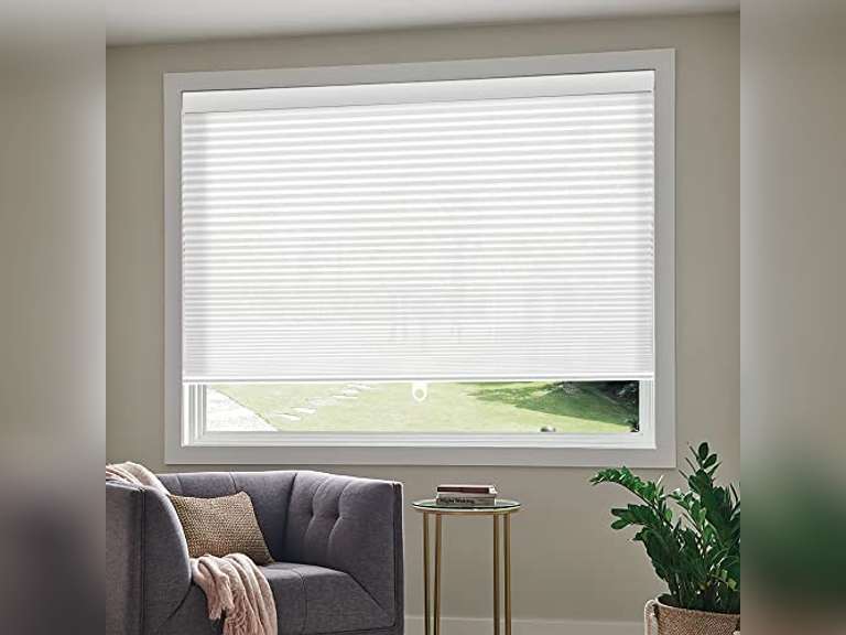 Cordless Cellular Shades, Light Filtering Honeycomb Blinds, Polyester Pleated Cellular Blinds for Windows, Home, Bedroom, Office, 23" W X 64" H, White 47