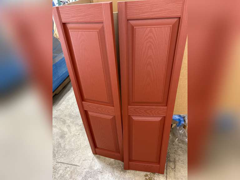 14 3/4"W x 55"H Lifetime Vinyl, Standard Two Equal Panels, Raised Panel Shutters, w/Installation Shutter-Lok's & Matching Screws (Per Pair), Burgundy Red 90