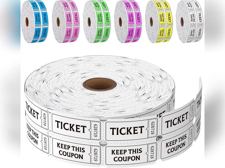 Fluorescence Raffle Tickets Double Roll 2000 Tickets White 50/50 Tickets for Events, Entry, Class Reward, Fundraiser & Prizes 10