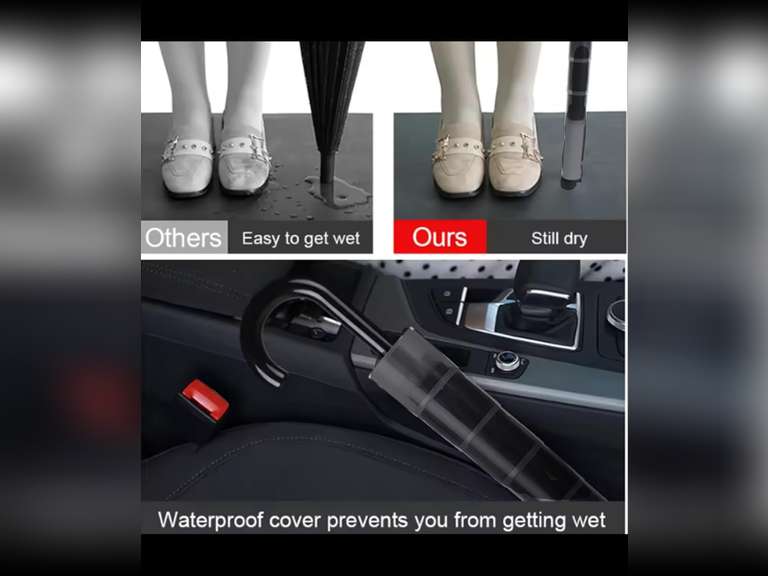 Non-drip lightweight umbrella with Cover, plastic Telescopic cover, Windproof canopy heavy duty, Rainproof, J Stick Handle with Easy Grip, Durable for travel, Black, suitable for Women, Men, & kids. 20