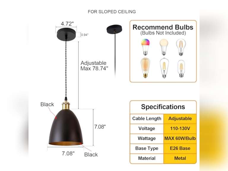 (Similar)Modern Circular Hanging Light, Black & White Hanging Light, 7 inches in Diameter, Suitable for Kitchen Islands, Kitchen Sinks, Dining Rooms, bedrooms, corridors (excluding Bulbs) 16