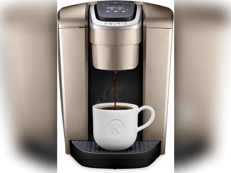 Keurig K-Elite Single Serve K-Cup Pod Coffee Maker, with Strength and Temperature Control, Iced Coffee Capability, 8 to 12oz Brew Size, Programmable, Brushed Gold 145