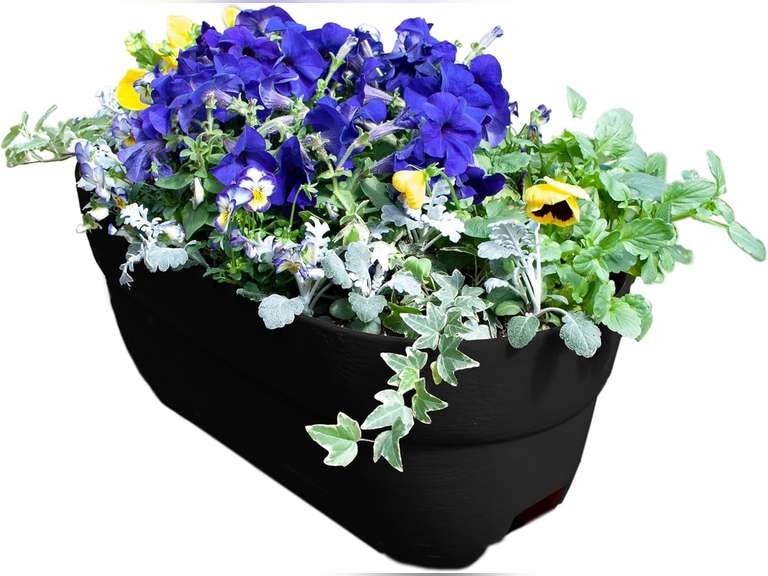 Emsco Group Bloomers Railing Planter with Drainage Holes 24" Weatherproof Resin Planter Charcoal 21