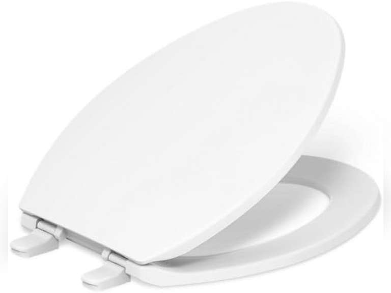 Kohler 20110-0 Brevia Elongated Toilet Seat with Grip-Tight Bumpers, Quiet Close, Attach Hardware, Quick-Release Hinges, White 42