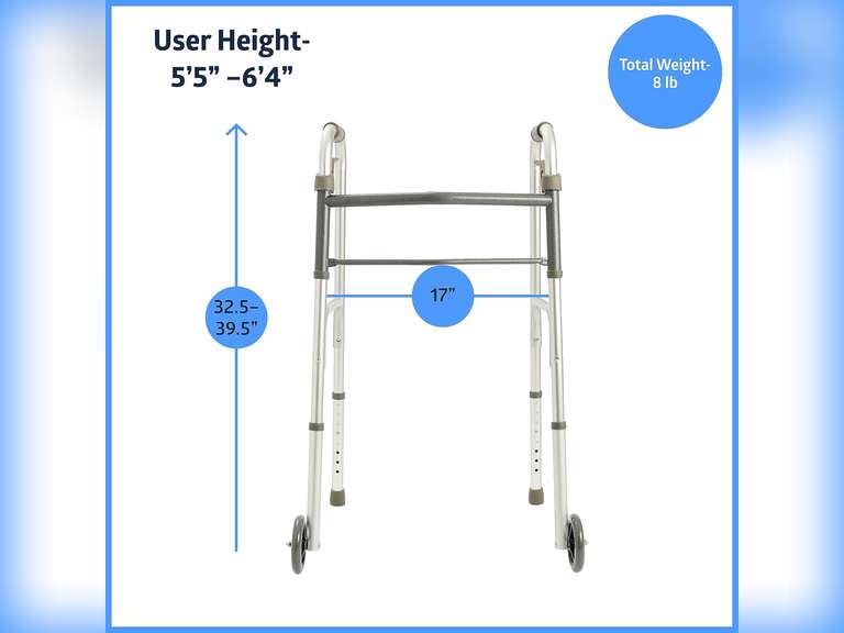 Medline Folding, Paddle Walker, 5" Wheels 40