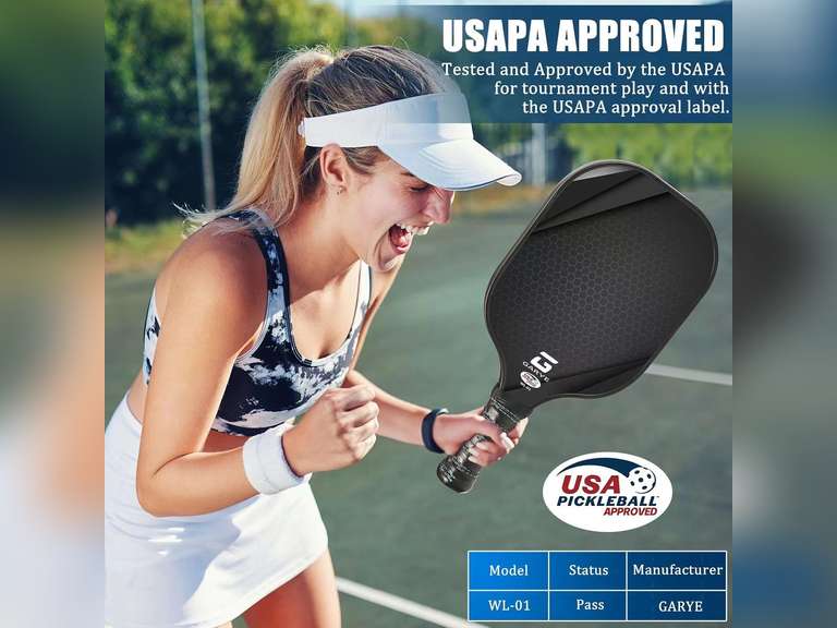 GARYE Pickleball Paddles Set of 4, Carbon Fiber Pickle Ball Paddle, USAPA Approved Lightweight Rackets 4 Pack for Adults and Teenagers, Includes 6 Balls, 1 Bag, and 4 Grip Tapes. 63