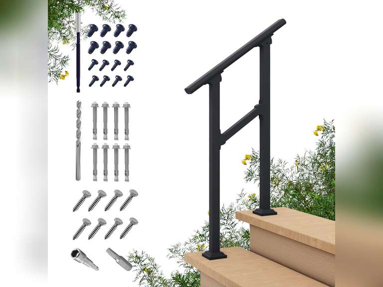 CHR Fence & Rail Hand Rails for Outdoor Steps, 2 Step Handrail & Indoor ...