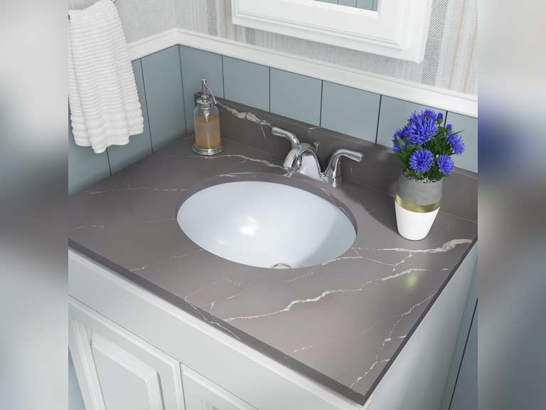 MSI 17 inch x 14 inch Oval Porcelain Ceramic Undermount Bathroom Vanity Vessel Sink, Bisque 224