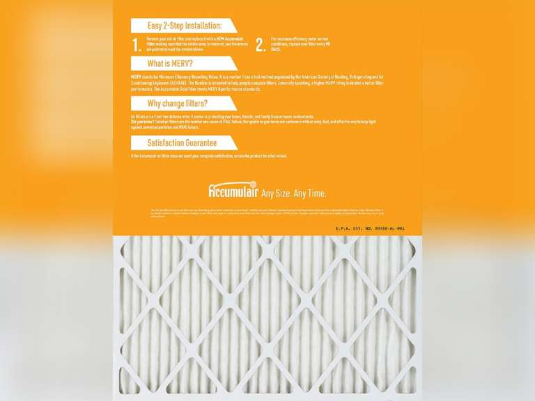 Accumulair Gold 20x20x1 (19.75x19.75) MERV 8 Air Filter/Furnace Filter (2 Pack) 24